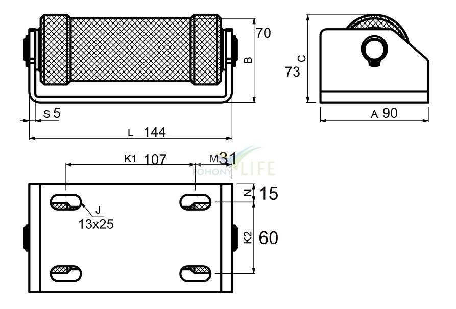 DRIVESHAFT 80, konzola s kladkou pro podpěru brány