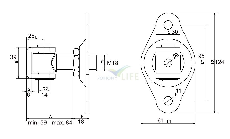 HP18O - pant regulovatelný s plotnou pro zděné a kovové sloupky