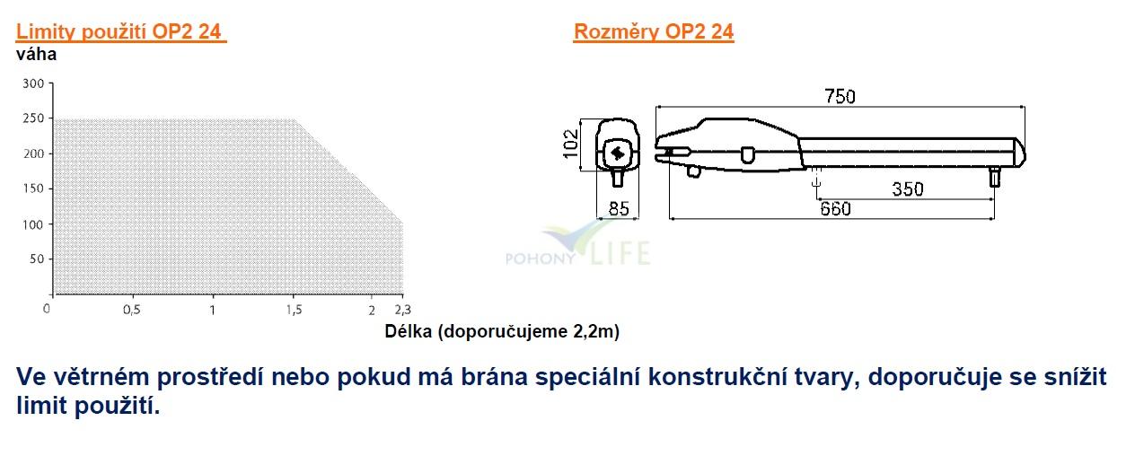 OP224 UNI - pohon pro 1-křídlou bránu do 2,2m